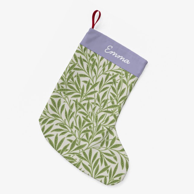 Personalisiertes Grünes Willow-Blätter Botanisches Kleiner Weihnachtsstrumpf (Vorderansicht (hängend))