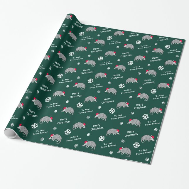 Personalisiertes Gürteltier-Weihnachten Geschenkpapier (Ungerollt)