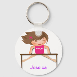 Personalisiertes GYMNASTIK Mädchen hält Geschenk Schlüsselanhänger