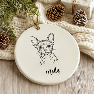 Personalisiertes haarloses Katzen-Weihnachten Keramik Ornament