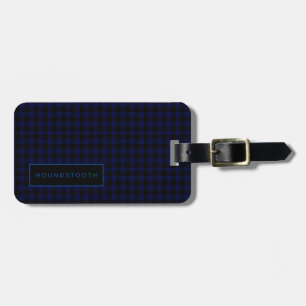 Personalisiertes Hahnentrittmuster Blue Black Him  Gepäckanhänger