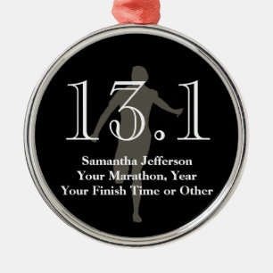 Personalisiertes halbes Marathon-Läufer-Andenken Silbernes Ornament