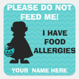 Personalisiertes Halloween Allergie Alert Vampire Quadratischer Aufkleber