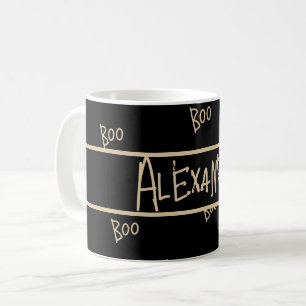 Personalisiertes Halloween Boo schwarz und gold Kaffeetasse