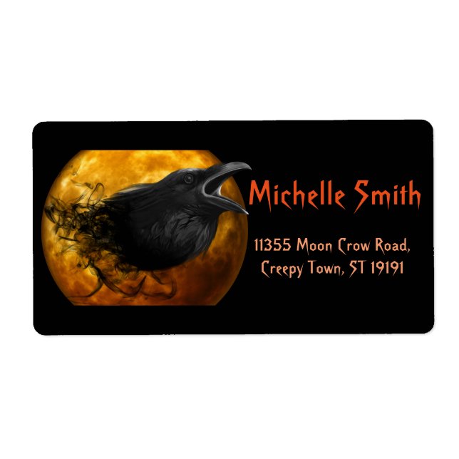 Personalisiertes Halloween Crow mit Mond (Vorne)