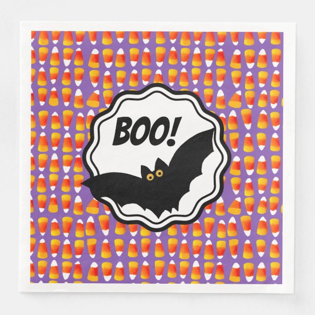 Personalisiertes Halloween-Mais Black Bat Boo! Serviette (Vorderseite)