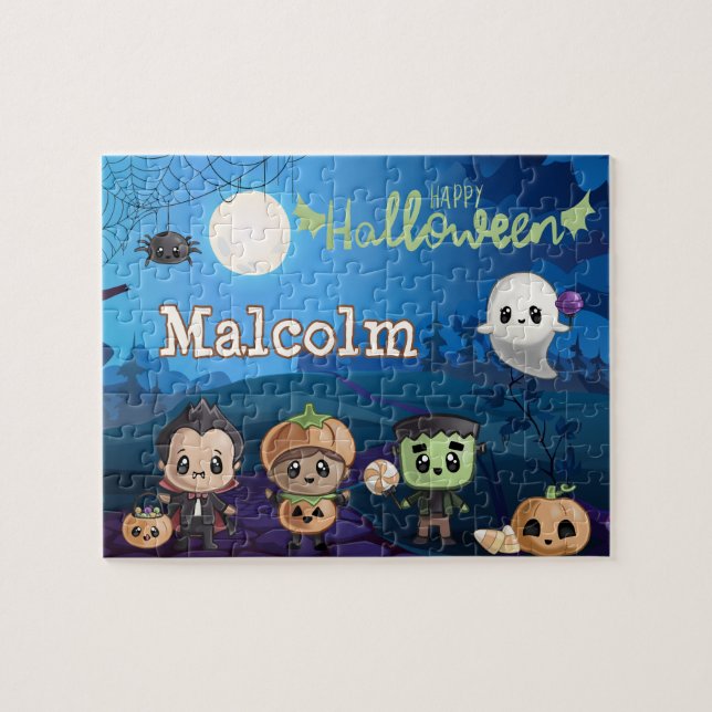 Personalisiertes Halloween-Monster-Kind-Puzzle (Horizontal)