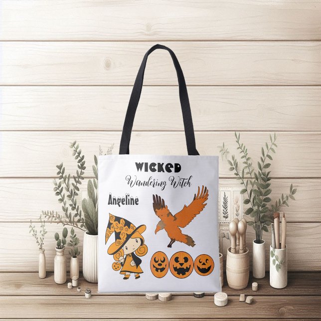 Personalisiertes Halloween Niedlich Tasche (Wicked Wandering Witch Personalized Halloween Cute Tote Bag)