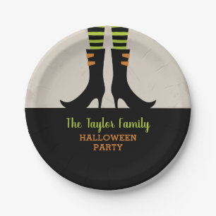 Personalisiertes Halloween-Party mit Hexenstiefeln Pappteller