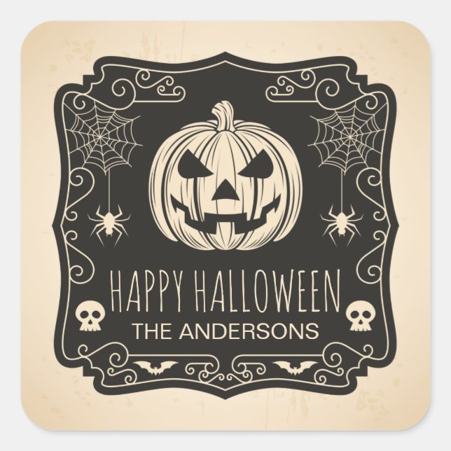 Personalisiertes Halloween-Party | SIEGEL Quadratischer Aufkleber (Vorderseite)