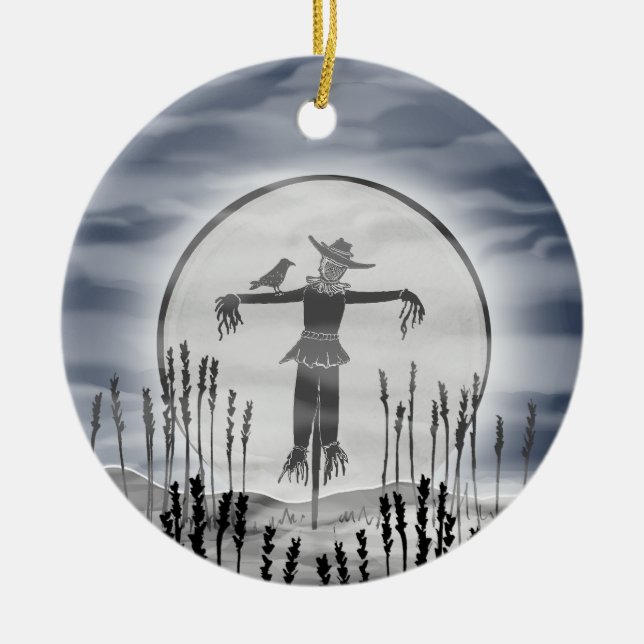 Personalisiertes Halloween-Scarecrow Keramik Ornament (Vorne)