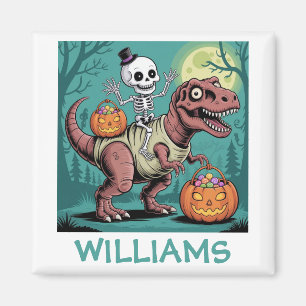 Personalisiertes Halloween Skeleton Riding Dinosau Magnet
