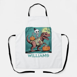 Personalisiertes Halloween-Skelett auf Dinosaurier Schürze