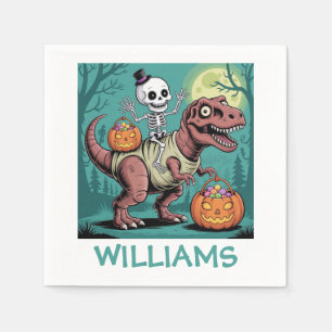 Personalisiertes Halloween-Skelett auf Dinosaurier Serviette