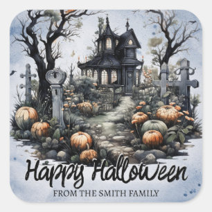 Personalisiertes Halloween-Spuk Quadratischer Aufkleber