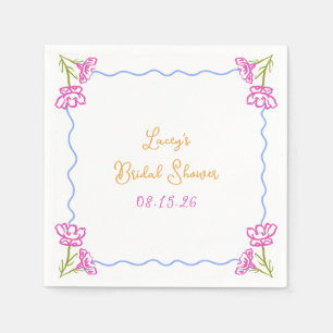 Personalisiertes handgezeichnetes Chic Floral Brau Serviette