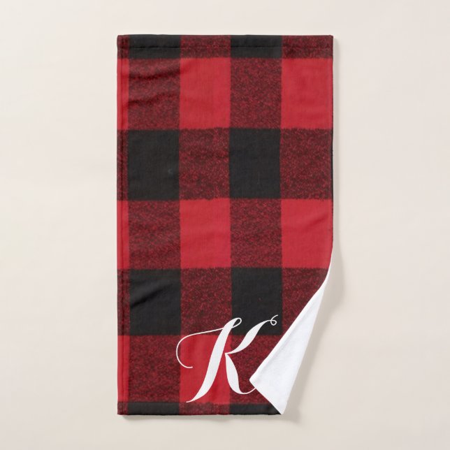 Personalisiertes Handtuch Red Buffalo Kariert Bäre (Handtuch)
