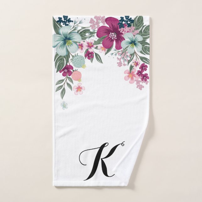 Personalisiertes Handtuch Tropische Blume auf Weiß (Handtuch)