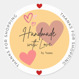 Personalisiertes Handwerk mit Liebe rund Sticke Runder Aufkleber