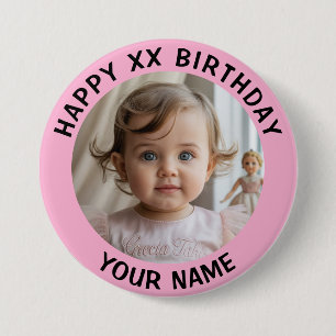 Personalisiertes Happy Birthday Foto Name und Alte Button
