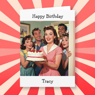 Personalisiertes Happy Birthday Mid-Century Vint Karte