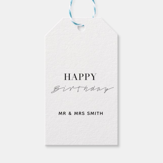 Personalisiertes "Happy Birthday" White Geschenkanhänger (Vorderseite)