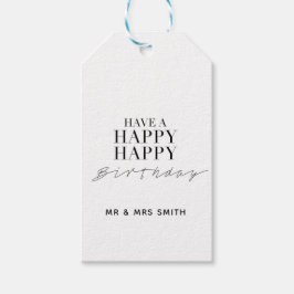 Personalisiertes "Happy Birthday" White Geschenkanhänger