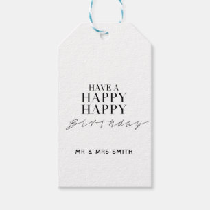 Personalisiertes "Happy Birthday" White Geschenkanhänger