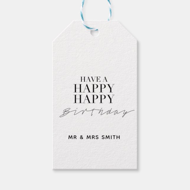 Personalisiertes "Happy Birthday" White Geschenkanhänger (Vorderseite)