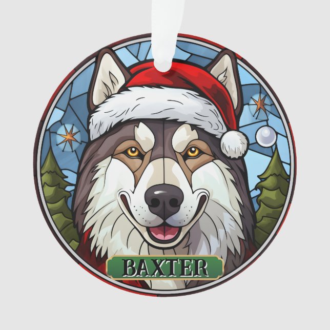 Personalisiertes Hartglas Husky Xmas Ornament (Vorderseite)
