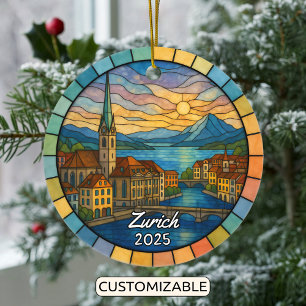 Personalisiertes Hartglas Zürich, Schweiz Keramik Ornament