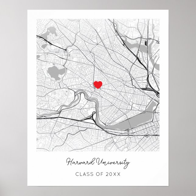Personalisiertes Harvard University Kartenposter Poster (Vorne)