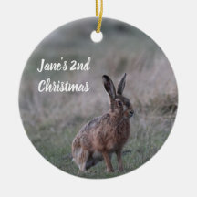 Personalisiertes Hasen-Foto-Weihnachtsbaumschmuck
