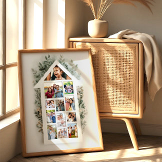 Personalisiertes Haus Familienfoto-Collage-Poster Poster