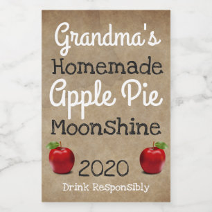 Personalisiertes, hausgemachte Apple Pie Moonshine Lebensmitteletikett