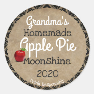 Personalisiertes, hausgemachte Apple Pie Moonshine Runder Aufkleber