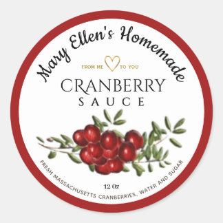 Personalisiertes, hausgemachte Cranberry Sauce-Lab Runder Aufkleber