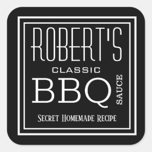 Personalisiertes, hausgemachte GRILLEN Sauce-Label Quadratischer Aufkleber