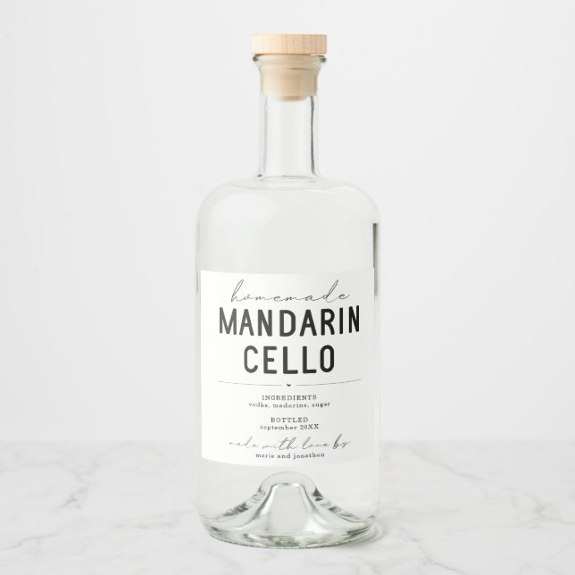 Personalisiertes, hausgemachte Mandarincello-Label Alkoholflaschenetikett (Vorderseite)