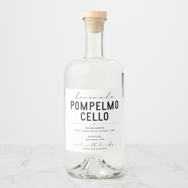 Personalisiertes hausgemachte Pompelmocello-Label Alkoholflaschenetikett (Vorderseite)