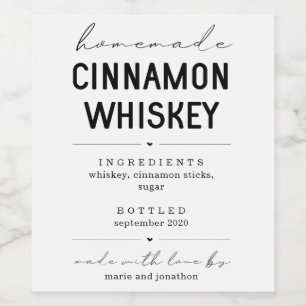 Personalisiertes hausgemachtes Cinnamon Whiskey Fl Weinetikett