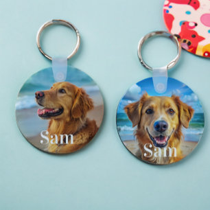 Personalisiertes Haustier 2-Foto Hundefreund Sake- Schlüsselanhänger