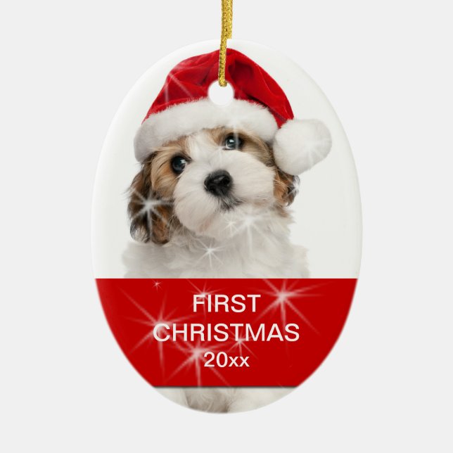 Personalisiertes Haustier Erstes Foto Keramik Ornament (Vorne)