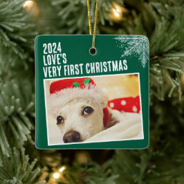 Personalisiertes Haustier Foto Erste Weihnachtsfei Keramikornament