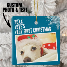 Personalisiertes Haustier Foto Erste Weihnachtsfei Keramikornament