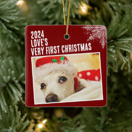 Personalisiertes Haustier Foto Erste Weihnachtsfei Keramikornament