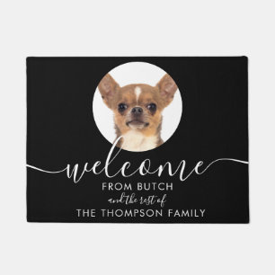Personalisiertes Haustier-Foto Familienname Fußmatte