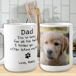 Personalisiertes Haustier Foto Funny Dog Vater Vat Kaffeetasse<br><div class="desc">Überraschen Sie Ihren Lieblingshund Vater dieser Väter, oder zu seinem Geburtstag oder zu jedem Anlass mit dieser super niedlichen und lustigen Hunde Papa Tasse . "Vater ... Es tut mir so leid für all die Male, die ich dich geküsst habe ... nachdem ich meinen Hintern leckt habe" macht ein perfektes...</div>
