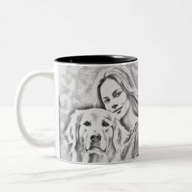 Personalisiertes Haustier Foto Hund Lover Keepake  Zweifarbige Tasse (Links)