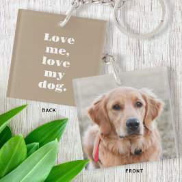 Personalisiertes Haustier Foto Hund Lover Khaki Br Schlüsselanhänger